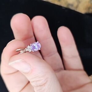 Simple amethyst and topaz sterling silver pendant